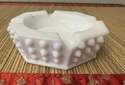 Fenton Hobnail White Milk Glass Octagon 4'' Ashtray Vintage