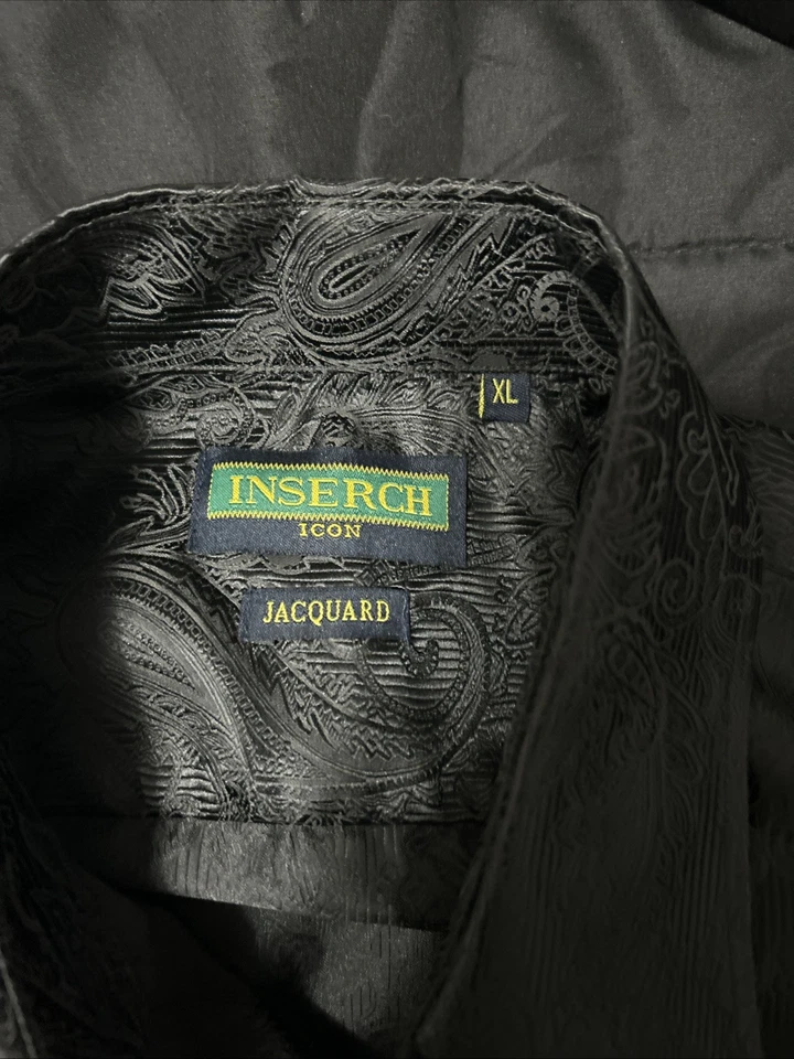 NEW INSERCH Mens Sport Paisley Premium Jacquard Fashion Shirt Regular Fit Blue - Image 3 of 3