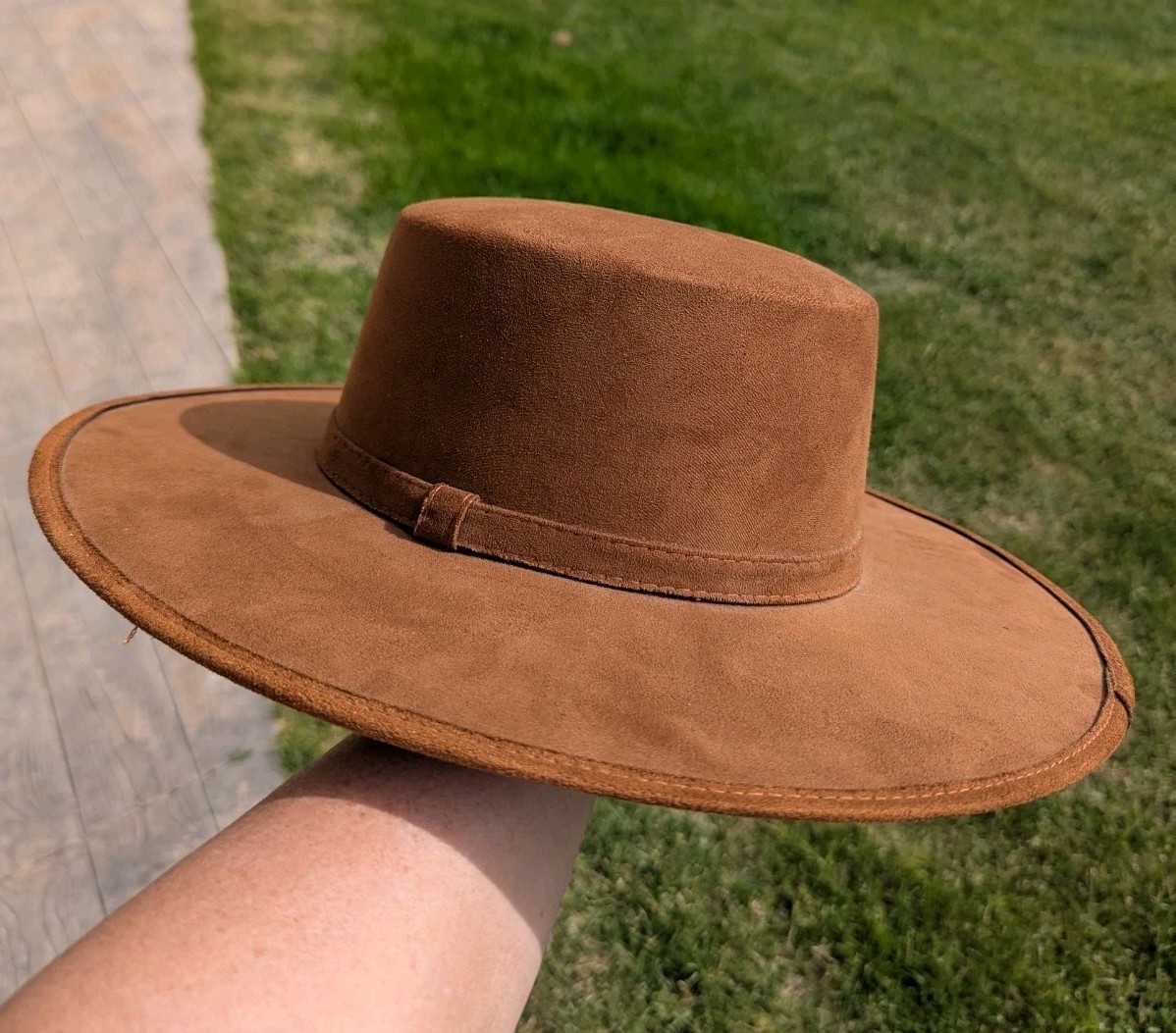 ¿Cordobes marrón gamuza arcilla marrón rojizo? Sombrero Ala Ancha Hecho en México Talla M