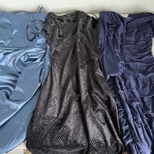 Lot of 3 - Hoco Prom Wofo Party Rave Cool Blue Dresses Sequin Ruched Formal