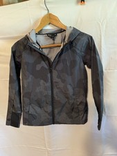 All In Motion Kids Hooded Windbreaker Jacket Gray Camo Full Zip Size M 8/10