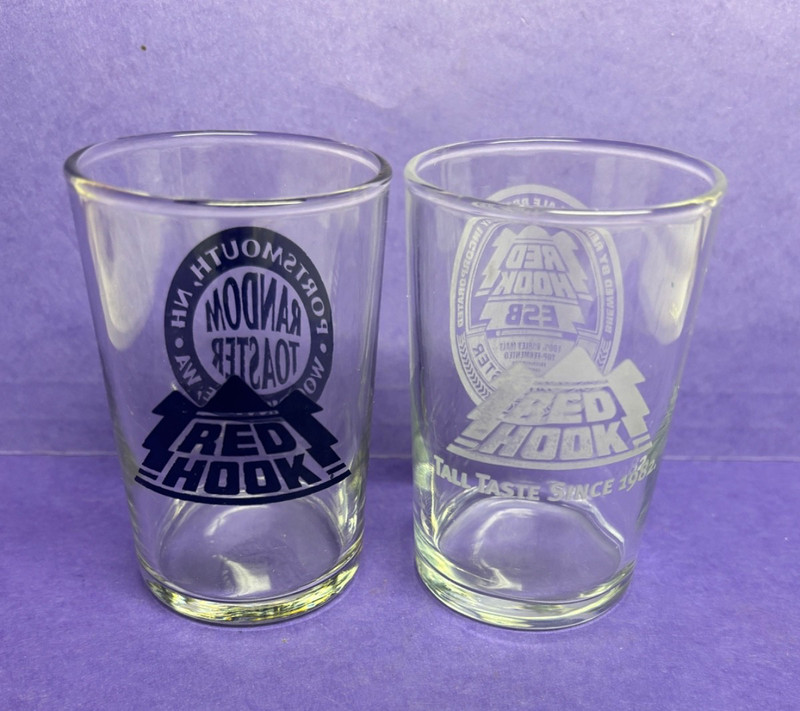 2 Red Hook Craft Beer Sampling Glasses Portsmouth New Hampshire Woodinville Wa.