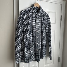 G-Star RAW Shirt Mens Medium Super Slim Fit Geometric Pattern Button Up
