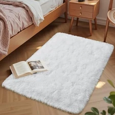 Small Throw Rugs for Bedroom, 2x3 White Mini Non-Slip Area Rug, Super Soft 