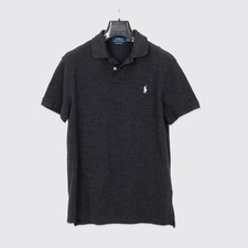 Polo Ralph Lauren Polo Shirt Custom Slim Fit Solid Dark Gray Cotton Mesh