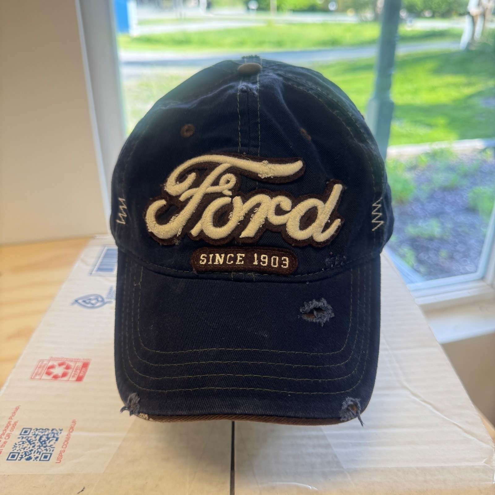 Ford Motor Company Navy Blue Distressed Baseball Hat Since 1903 Concept One Cap