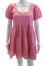 Love Shack Fancy Women Fit & Flare Mini Pink Polka Dot Dress Size 4