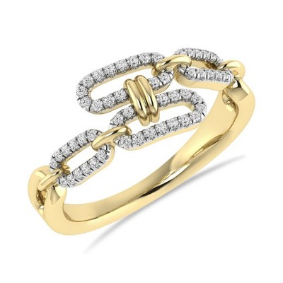 Marine Link Chain Ring 0.20 Cttw Natural Diamond Bypass Shank Ring 925 Silver