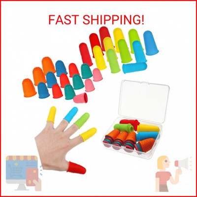 32 Pieces Rubber Finger Pads Tips Silicone Hot Finger Protectors Thimble Office