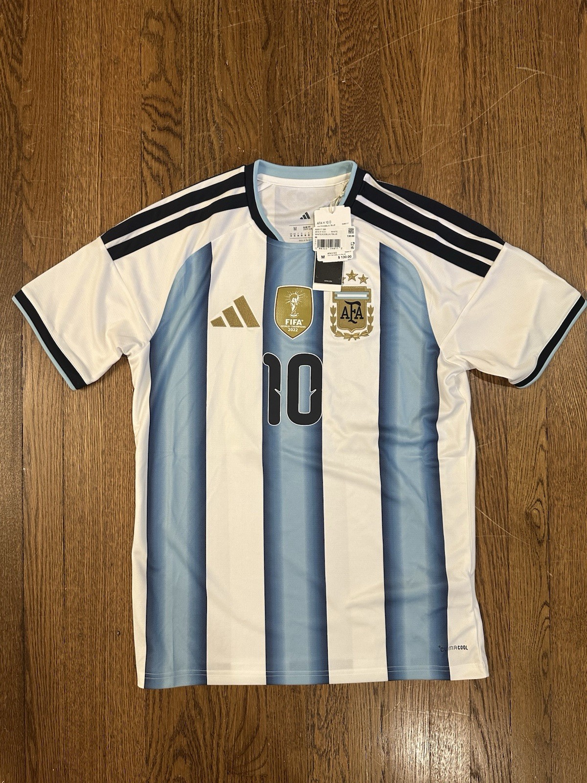 adidas Argentina Lionel Messi #10 Soccer Jersey White/Blue Men’s KA8117 $130