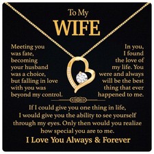 To My Wife Necklace From Husband – Valentines Day Gifts for Her with Heartfel...