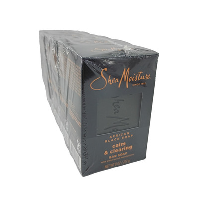 Lot of 6 SheaMoisture Calm & Clearing African Black Bar Soap, 8oz each