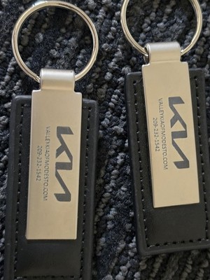 Kia branded leather and metal keychain