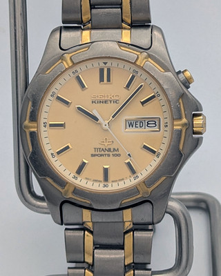 Seiko Kinetic Titanium Sports 100 5M43 Full Lume | New Capacitor / Unusual Color