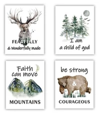 Forest Animals Bible Verse Poster ， Inspirational Quote Poster ，Wa
