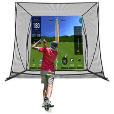 10x8 FT Golf Cage Practice Hitting Net with HD Simulator Screen