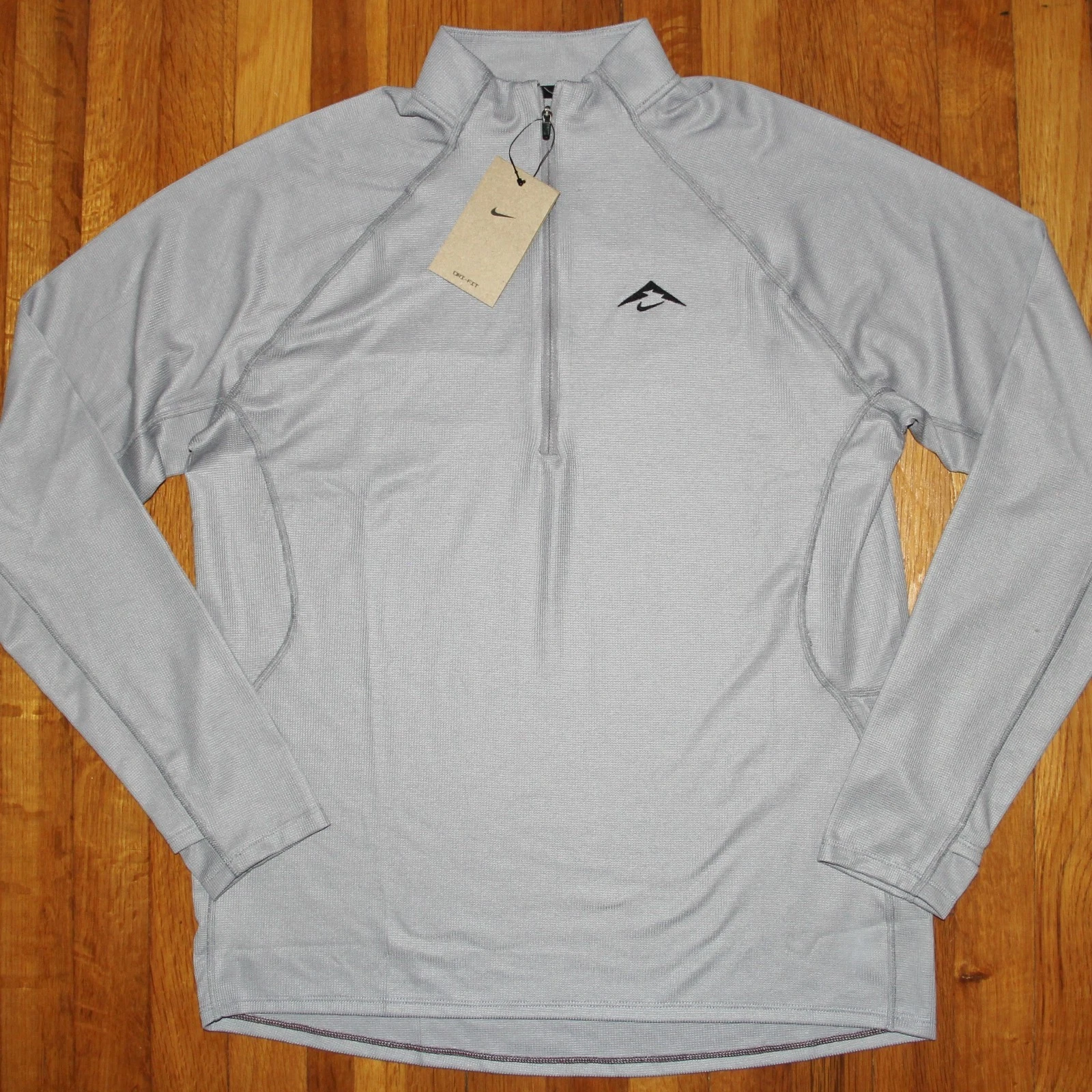 Nike Trail Dri-Fit 1/2 Zip Mid Layer Running Top Mens M Grey FV9994-078 Wool