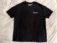 Men's Fear of God Essentials Logo Tee Shirt Black Medium Oversized FOG Jerry