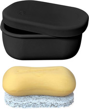 Travel Soap Case, Silicone Leakproof Soap Container with Lid, Portable Bar Soap
