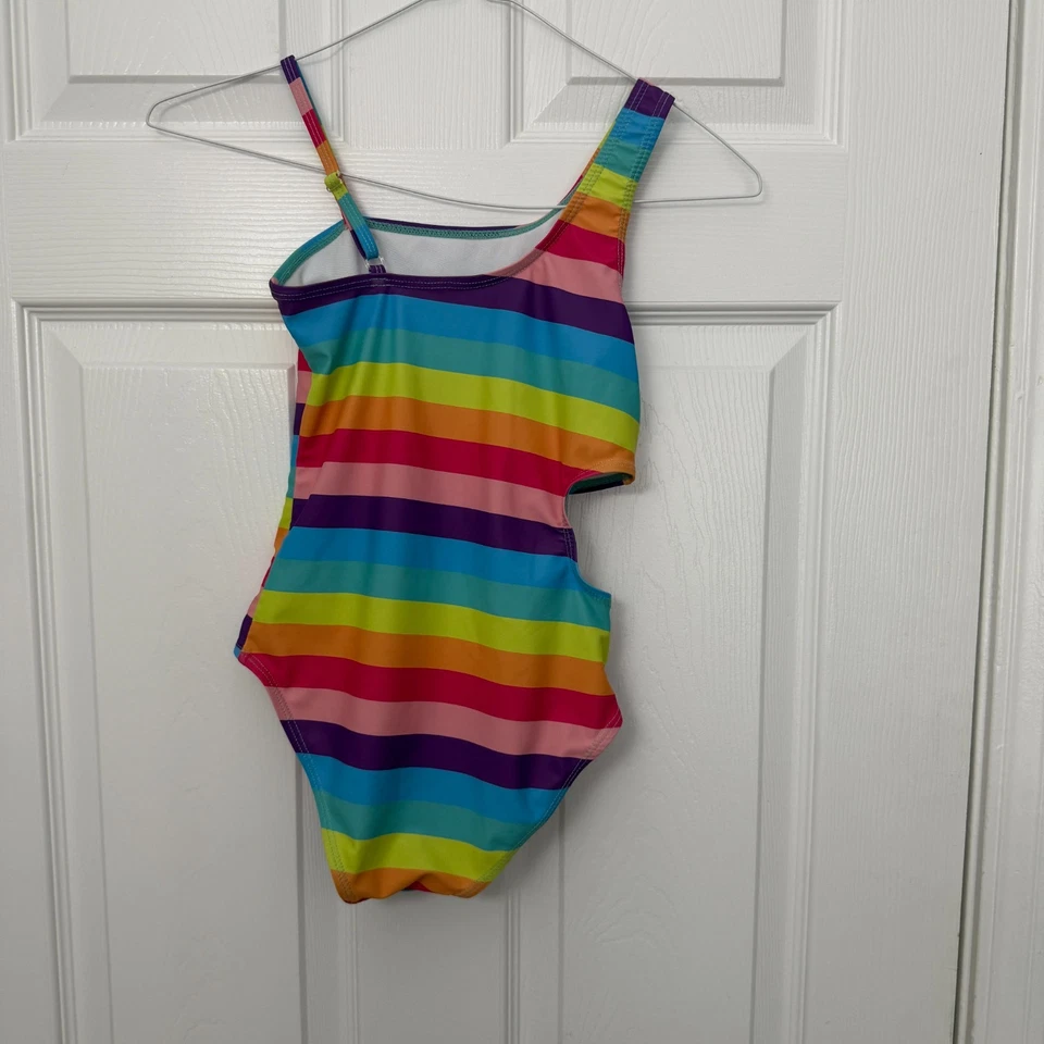 Traje de baño de una pieza a rayas arco iris talla 4 colorido para niñas Foto 2 de 4