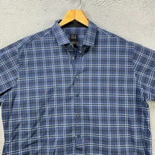Jos. A. Bank Traveler Shirt Button Up Mens 2XL Blue Plaid Travel Tech Stretch