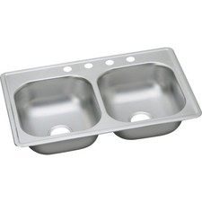 Dayton 33 In x 19 6-7/16 Equal Double Bowl Drop-In Kitchen Sink Stainless Steel