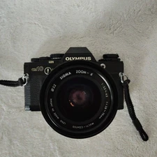 Olympus OM-10 35mm SLR Film Camera Black with Sigma Lens Set - Tested From Japan