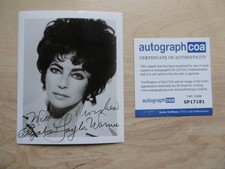 Liz Taylor autograph signed 10x12 cm photo ACOA