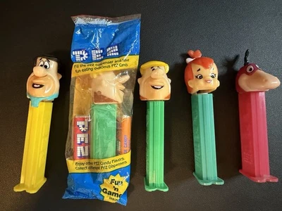 Vintage 1992 PEZ Dispensers Flintstones Fred Pebbles Barney Dino Lot Of 5 - Image 1 of 3