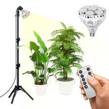Dimmable 40W Indoor Grow Lights Full Spectrum Adjustable Tripod Remote Control