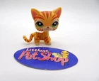 ~Hasbro~ Littlest Pet Shop LPS #1451 Orange Striped Shorthair Cat Green Eyes
