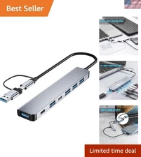USB C Hub with 7 Ports for Fast Data Transfer – Ideal for All Devices