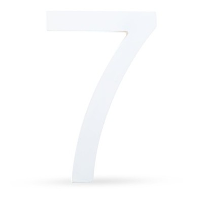 Arial Font White Painted MDF Wood Number 7 (Seven) 6 Inches