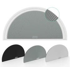 Changshade Arch Window Shades Blackout,Half Moon(Radius: 24") Blackout Pleated