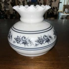 Vintage Abigail Adams Milk Glass Blue Rose Painted GWTW Replacement Lamp Shade