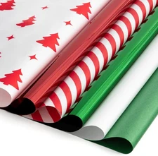 Simetufy Christmas Tissue Paper for Gift Bags, 6 Designs 120 Sheets 14 x 20 Inch