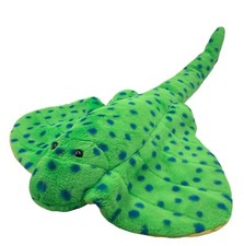 Green Polka Dots Stingray Vintage Plush Aquarium Ocean Sealife Stuffed Animal