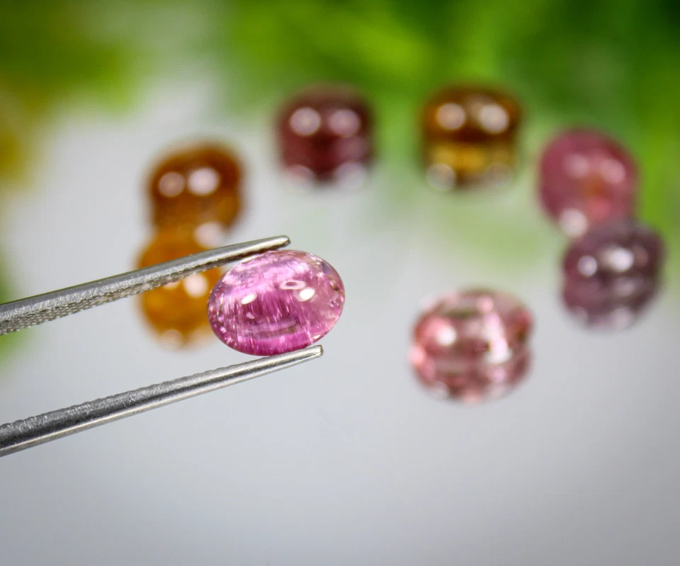 Natural Multi Color Tourmaline Cabochon Lot Gemstone for Jewelry Making, 9x7x4mm - Image 4 of 4