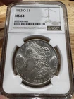 1883-O MS63 $1 Morgan Silver Dollar, NGC, 2460-088, Free Shipping