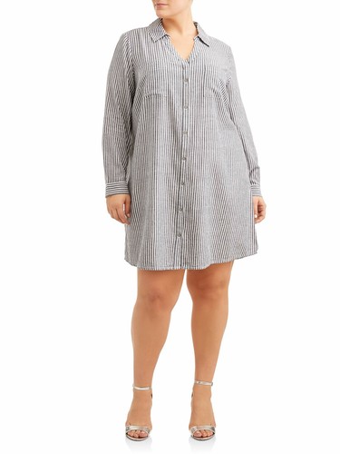 Plus Size Button Down Shirt Dress 