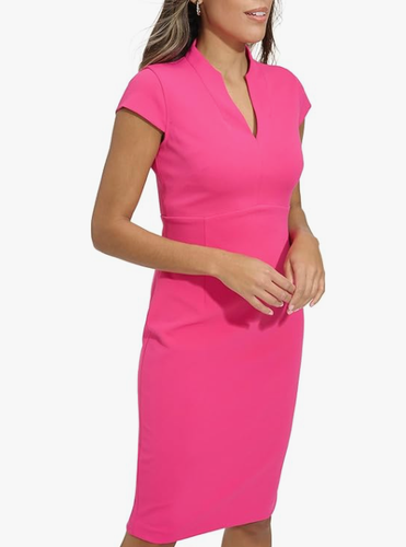 NWT Calvin Klein Women's Cap Sleeve Scuba Crepe Dress Size 12 - Picture 2 of 5