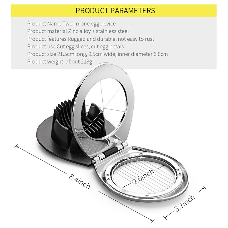 2 In 1 Stainless Steel Egg Slicer Eggs Cutting Slices and Wedges Egg