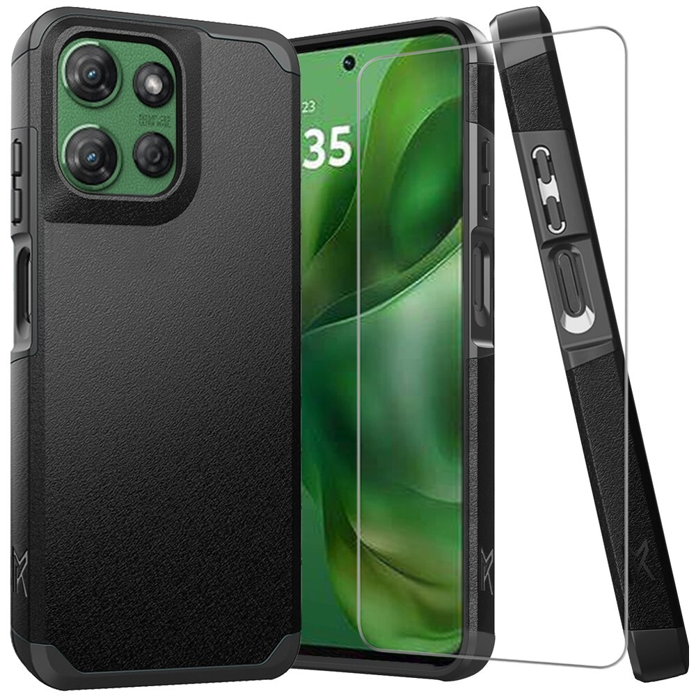 For Moto G Stylus 5G 2025 Phone Case Mount Friendly Rubber Cover +Tempered Glass