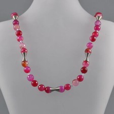 Feines Collier Netz Achat Bergkristall Kette Magnetverschluss 47,0 cm