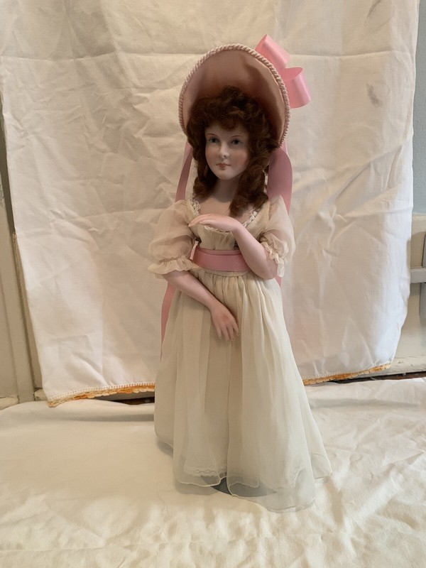 Porcelain Pinkie Doll In Pink Dress And Matching Hat