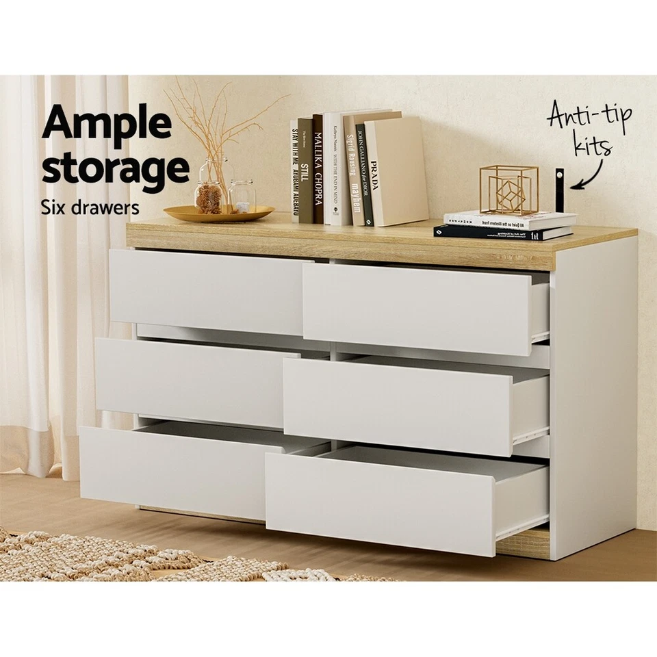 Artiss 6 Chest of Drawers Cabinet Dresser Table Tallboy Storage Bedroom White - image 4 of 4