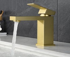 Brushed Gold Vessel Sink Faucet Bathroom Tall Faucet Single Handle