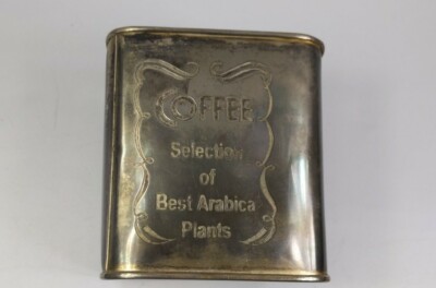 Silver Plated Brass ''Coffee Selection of Arabica Plants'' Empty Tin