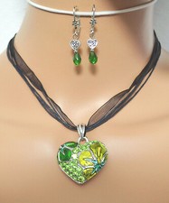  Trachtenschmuck Trachtenkette Organza Band Wies'n Oktoberfest Herz Anhänger Neu