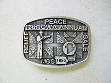 VINTAGE 1995 16TH ANNUAL IOWA MCC RELIEF SALE BELT BUCKLE 93 out of 100